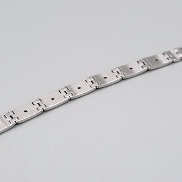 Mens Link Bracelet 10k HDS Diamond Accents Stainless Steel Fold Over Clasp - Picture 6 of 9